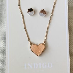 Indigo Authority Elliana Pave Heart Necklace & Earring Set
